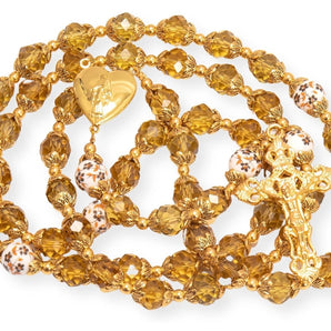 Radband i beige & guld