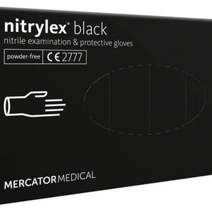 Black disposable gloves made of 100% nitrile