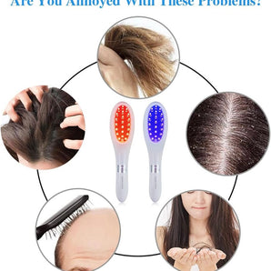 Hair growth comb with red and blue light against hair loss