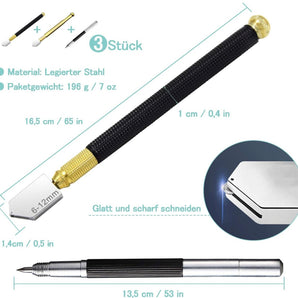 Glass cutter set in 3 parts