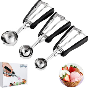 Glass scoop in stainless steel 3/size