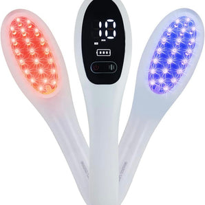Hair growth comb with red and blue light against hair loss