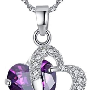 Hjärta lila kristall (Sterlingsilver) 925