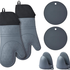 Oven gloves/pot holders 6-piece withstands up to 300°C