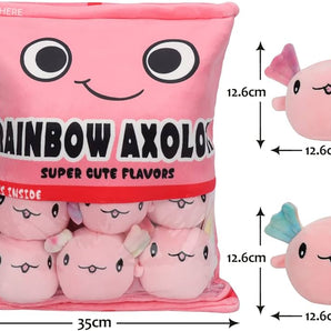 Plush pillow with 6 Axolotls (pink)