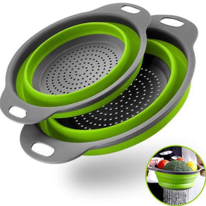 Kitchen strainer silicone and foldable 2-set