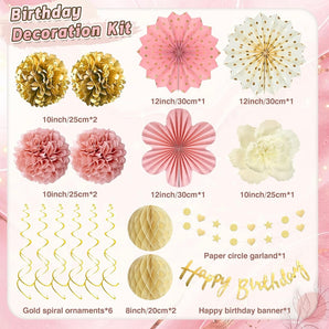Födelsedagsdekoration rosa/guld