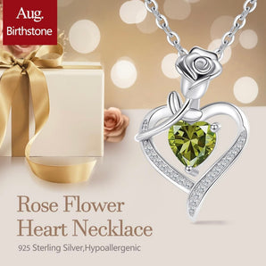 Halsband 925 Sterling Silver Hjärta (grön peridot)