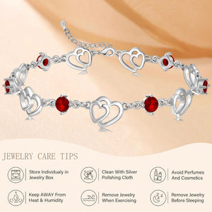 Armband 925 Silver med 5A Sparkle Zirkon (röd)