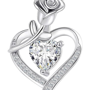 Halsband 925 Sterling Silver Hjärta (vit peridot)