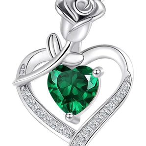 Halsband 925 Sterling Silver Hjärta (mörkgrön peridot)