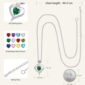 Halsband 925 Sterling Silver Hjärta (mörkgrön peridot)
