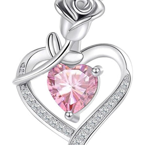 Halsband 925 Sterling Silver Hjärta (rosa peridot)