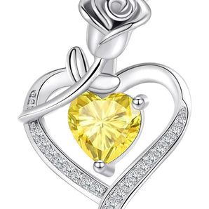 Halsband 925 Sterling Silver Hjärta (solgul peridot)