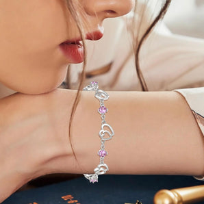 Armband 925 Silver med 5A Sparkle Zirkon (mörkrosa)