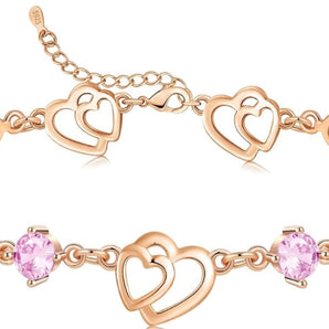 Armband 925 Silver med 5A Sparkle Zirkon (rosa)(guld)