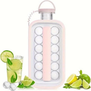 Ice cube bottle with 2-in-1 ice container (Pink)