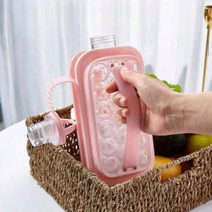 Ice cube bottle with 2-in-1 ice container (Pink)